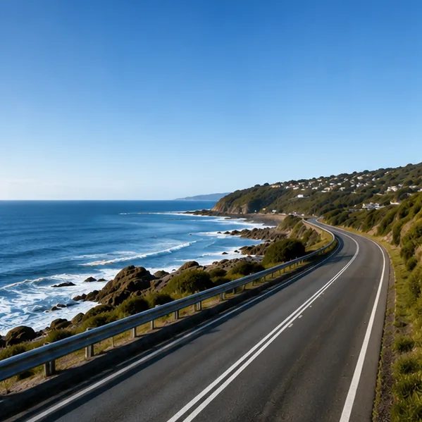 Coast road in the middle of the day