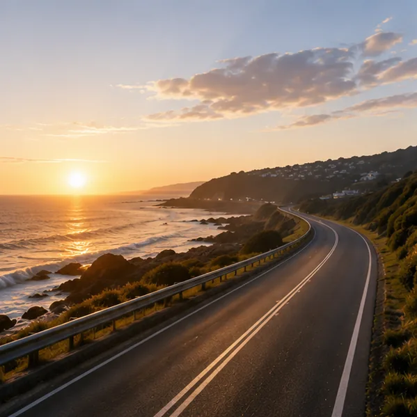 Coast road at sunrise
